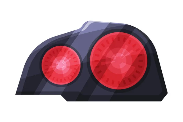 Czerwone światła samochodów, rzadkie reflektory, światła hamowania płaski styl wektor ilustracji na białym tle — Wektor stockowy