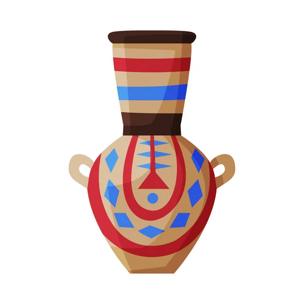 Clay Vase, forntida egyptiska porslin, keramik platt stil vektor Illustration på vit bakgrund — Stock vektor