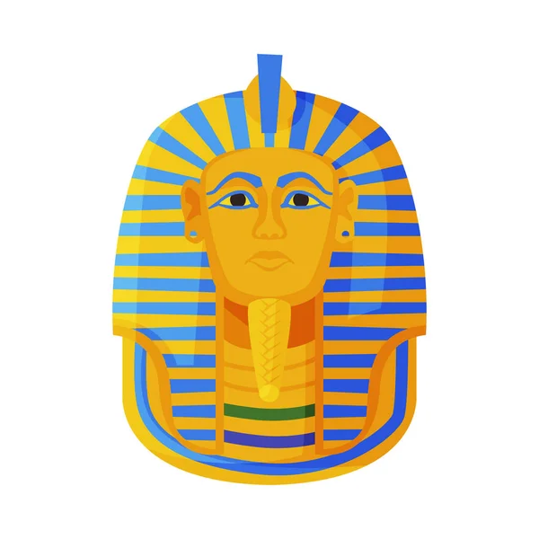 Tutanchamun Pharao Goldene Maske, Symbol Ägyptens Flache Vektor-Illustration auf weißem Hintergrund — Stockvektor