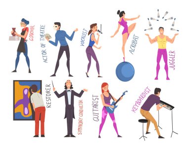 Creative Professions Set, Seramist, Aktör, Vokalist, Acrobat, Hokkabaz, Restoratör, Senfoni Orkestra Şefi, Gitarist, Klavyeci, Çizgi Film Biçimlendirme