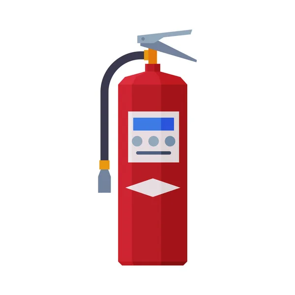 Красный огнетушитель, Пожарное оборудование Плоский стиль векторной иллюстрации на белом фоне — стоковый вектор
