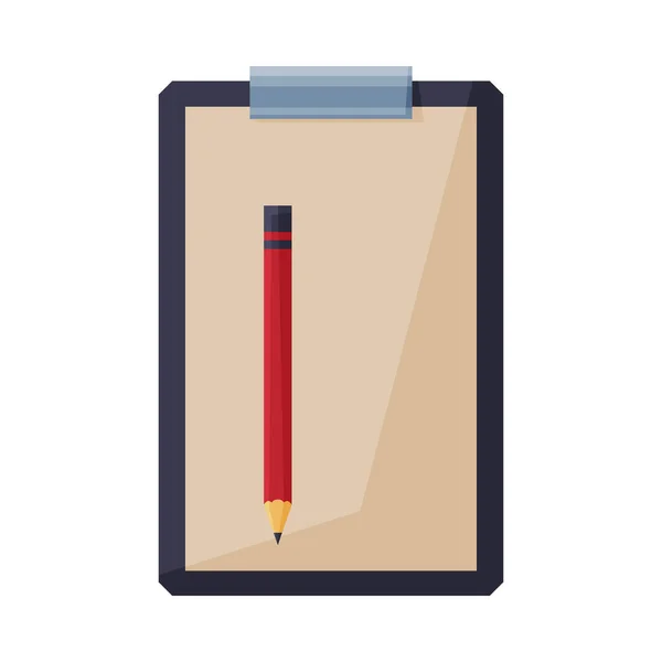 鉛筆、文房具とクリップボード白い背景にフラットスタイルベクトルイラストを供給 — ストックベクタ