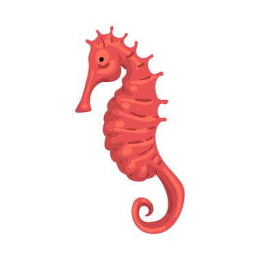 Deniz atı ya da Hipokampus, Deniz Yaşamı Elemanı, Deniz ya da Okyanus Yaratığı İllüstrasyonu