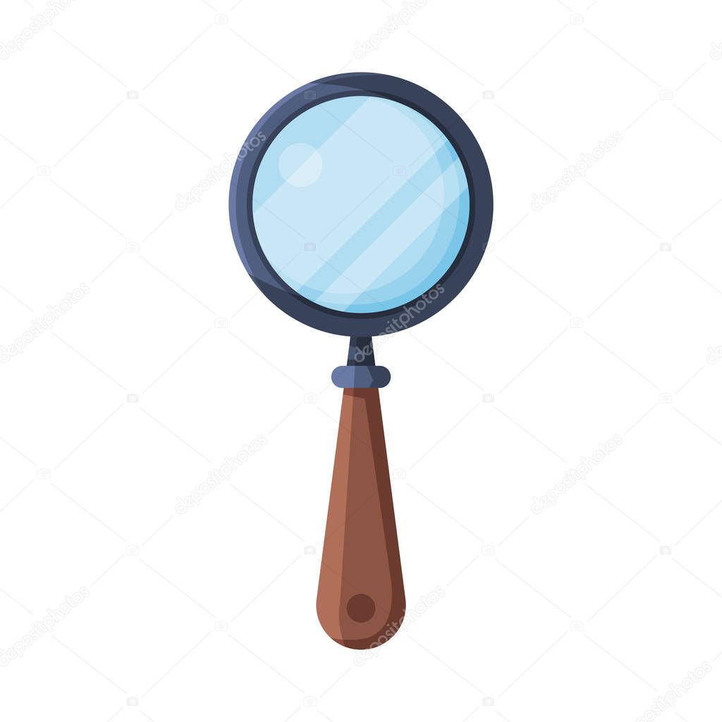 Magnifying Glass Flat Style Vector Illustration on White Background