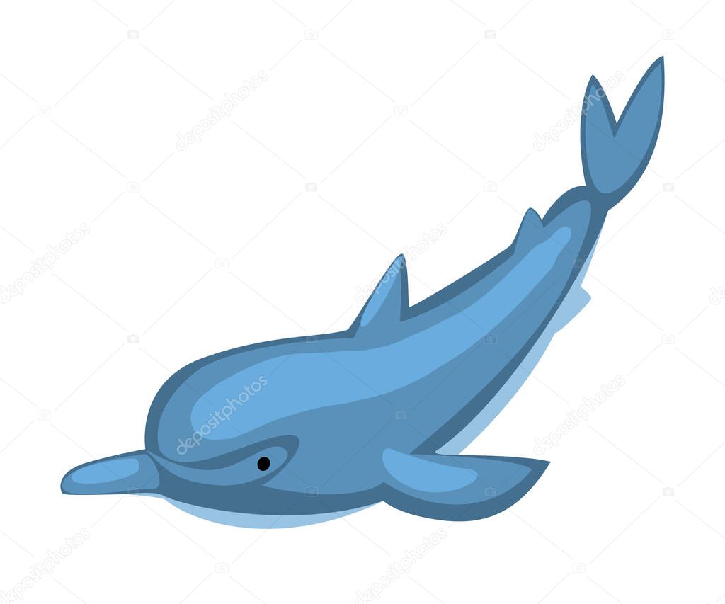 Dolphin Fish, Marine Life Element, Sea or Ocean Animal Vector Illustration