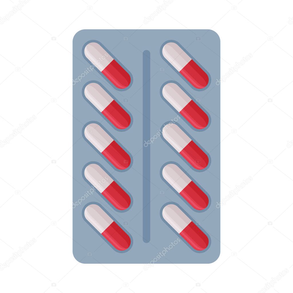Medicine Capsules Pack, Pharmaceutical Product, Medical Prescription Packaging Flat Style Vector Illustration