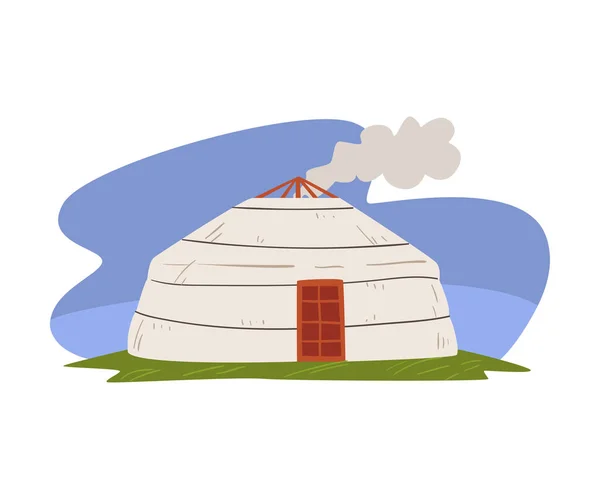 Mongoolse yurt, Nomadische woning van Aziatische mensen Vector Illustratie — Stockvector