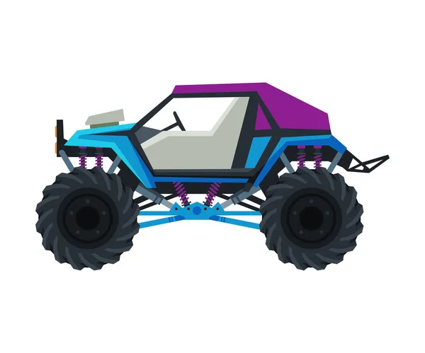 Monster Truck Vehicle, Car with Large Tires, Heavy Professional Transport Vector Illustration — Stock Vector