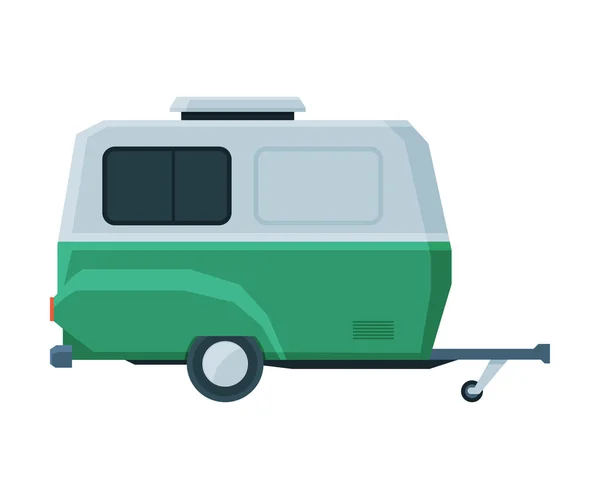Retro Caravan Trailer, Mobile Home for Summer Travel and Adventures Flat Vector Illustration — Stock Vector