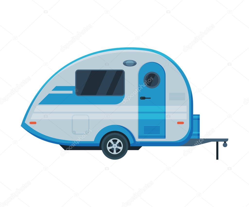 Caravan Trailer, Mobile Home for Summer Travel and Adventures Flat Vector Illustration