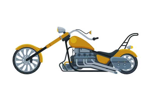 Chopper Motocykl, Transport pojazdów silnikowych, Side View płaski wektor Ilustracja — Wektor stockowy