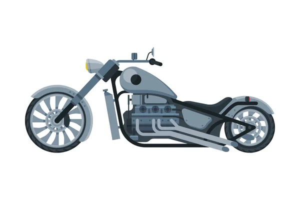 Chopper Motocykl, Pojazd motocyklowy, Side View płaski wektor Ilustracja — Wektor stockowy