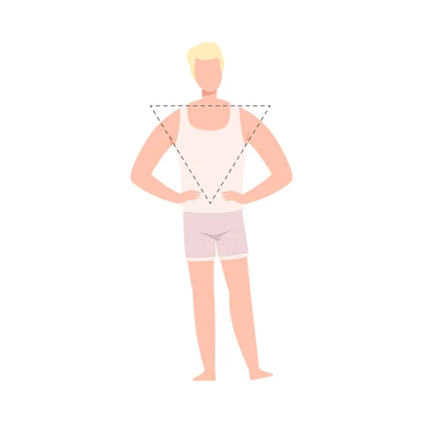 Homme sans visage en débardeur blanc et sous-vêtements, corps masculin inversé forme triangle plat style vectoriel Illustration — Image vectorielle