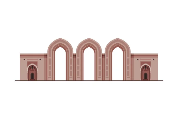 Középkori Történelmi Épület, Muscat Város Építészet, Omán Ország Híres Látványosság Lapos Vektor Illusztráció — Stock Vector