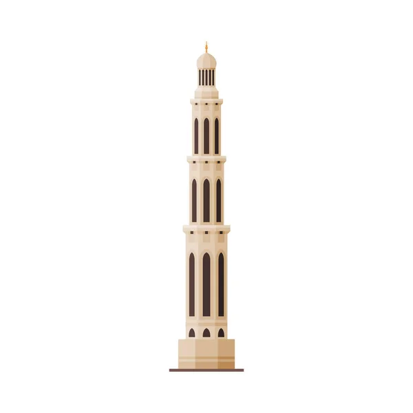 Forntida Tornet, Muscat City Architecture, Oman Country Famous Landmark, Historisk Byggnad Platt Vektor Illustration — Stock vektor