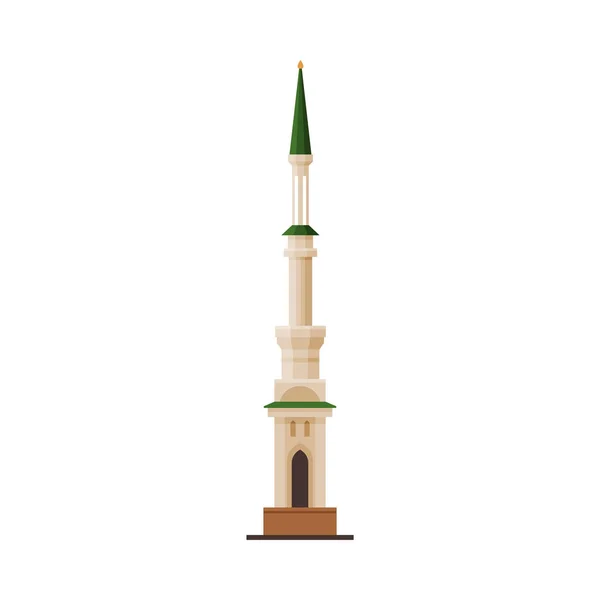 Mosque Cuba Minaret, Muscat City Architecture, Travel to Oman Famous Landmark, Historical Building Flat Vector Illustration — 图库矢量图片