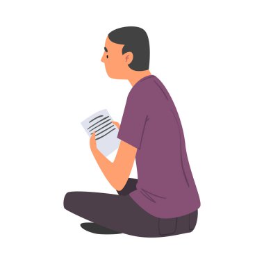 Kağıt Çarşaflı Adam Yerde Oturuyor, İnternette Sohbet Eden Adam Ya da Yüz Yüze Konuşan Konsept Vektör İllüstrasyonu