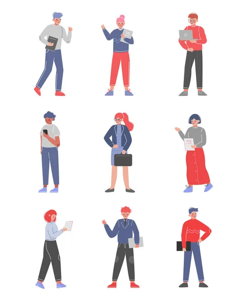 Business Character Collection, Male and Female Office Employees Vector Illustration - Stok Vektor