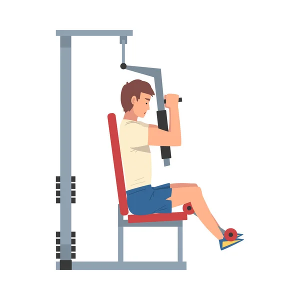 Man träning med gym maskin vektor illustration — Stock vektor