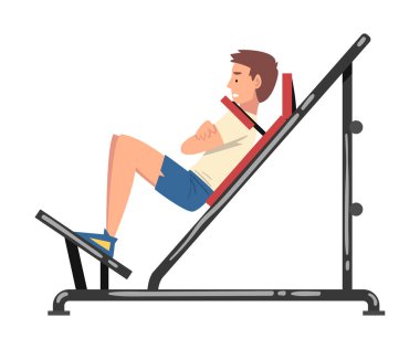 Omuz Basın Makinesi Vektör İllüstrasyonunda Erkek Eğitimi