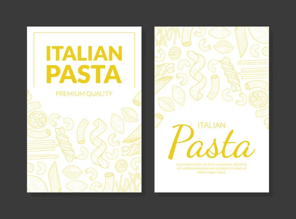 Italian Pasta Premium Quality Card Template, Traditional Cuisine Products, Food Menu, Restaurant, Cafe Design Element, Flyer, Card, Business Promote Hand Drawn Vector Illustration — Stock Vector