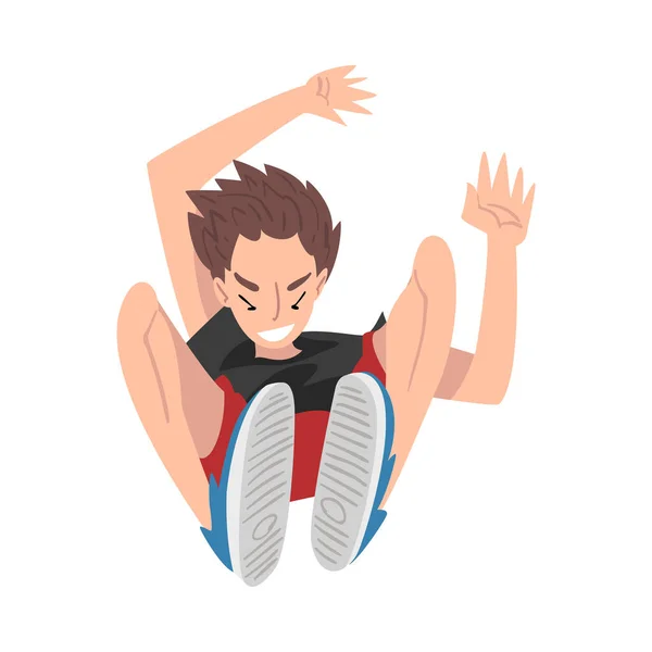 Teenage Boy Jumping, Parkour, Extreme Hobby or Street Sport Cartoon Style Vector Illustration