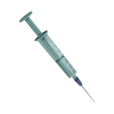 Şırınga, Sağlık Tedavisi için Tıbbi Enstrüman, İlk Tıbbi Yardım Element Vektör İllüstrasyonu