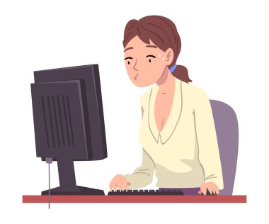 Stresli Çalışan Fazla mesai, Aşırı yüklü Ofis Çalışanı Ofis Vektörü Resimlerinde Oturan