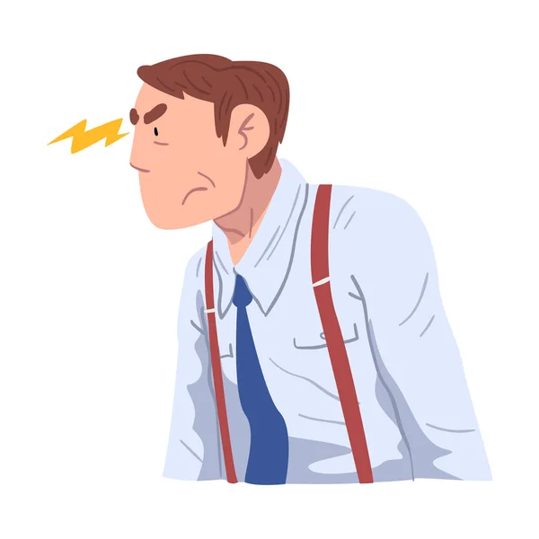 Stressed Businessman Character, Man Working Hard Solving Business Problems Vector Illustration — Stockový vektor