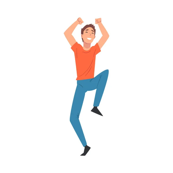 Young Cheerful Man Dancing at Concert Vector Illustration - Stok Vektor