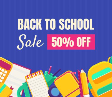 Okula Dönüş, Eğitim Malzemeleri, Okul Alışveriş Posteri, El ilanı, Sertifika Vektörü Resimleriyle Satış Sanatı Şablonu