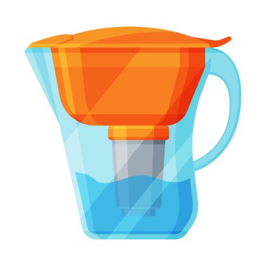 Su Arındırma için Jug Filtresi, Beyaz Arkaplan Üzerine Özel Modern Teknoloji Vektör İllüstrasyonu