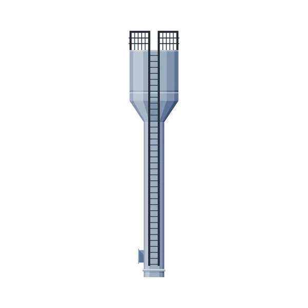 Tour d'eau en métal, stockage liquide Construction industrielle, illustration vectorielle plate d'objet de vie de campagne sur fond blanc — Image vectorielle