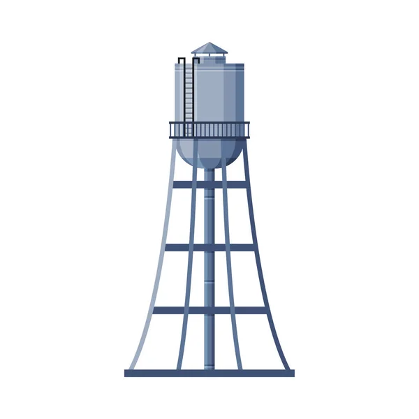 Vattentorn Metall Industriell Konstruktion, Countryside Life Object Flat Vector Illustration på Vit Bakgrund — Stock vektor