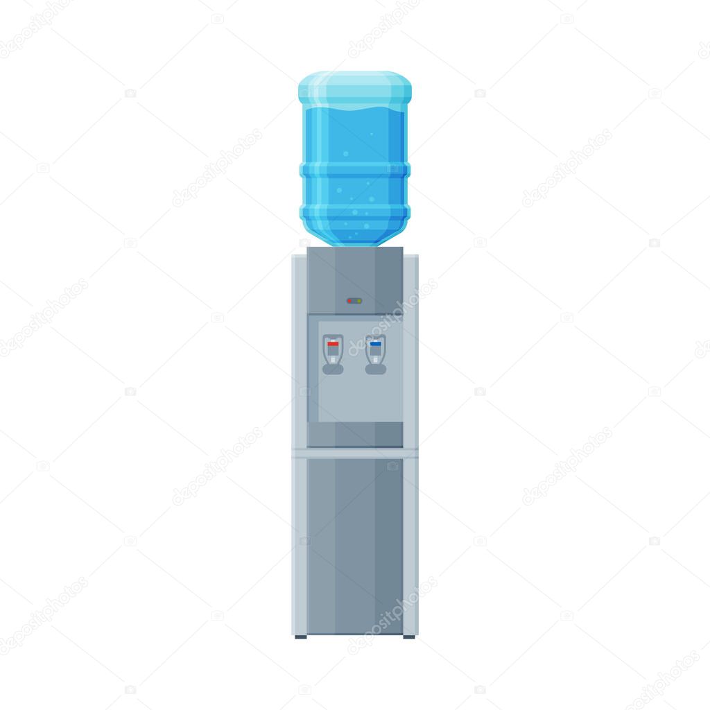 Water Cooler, Water Dispenser with Plastic Bottle Vector Illustration on White Background