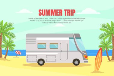 Vektör Şablonu Kiralamak için Seyahat Van Bilgilendirme SancağıName