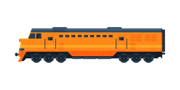 Locomotora de tren naranja, Transporte ferroviario Ilustración de vectores planos sobre fondo blanco — Archivo Imágenes Vectoriales