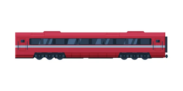 Röd Modern Tåg Passagerare Vagn, Järnväg Transport Platt Vektor Illustration på Vit Bakgrund — Stock vektor