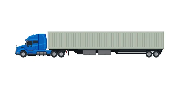 Modern Cargo Trailer Lastbil, Leverans och frakt Cargo Vehicle, Side View Flat Vector Illustration — Stock vektor