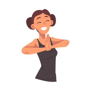 Düşünceli kız, gülümseyen gevşemiş genç kız vektör illüstrasyonunu hayal ediyor.