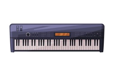 Elektronik Piyano Klavyesi Müzikal Enstrüman Düz Stil Vektör Görünümü Beyaz Arkaplanda