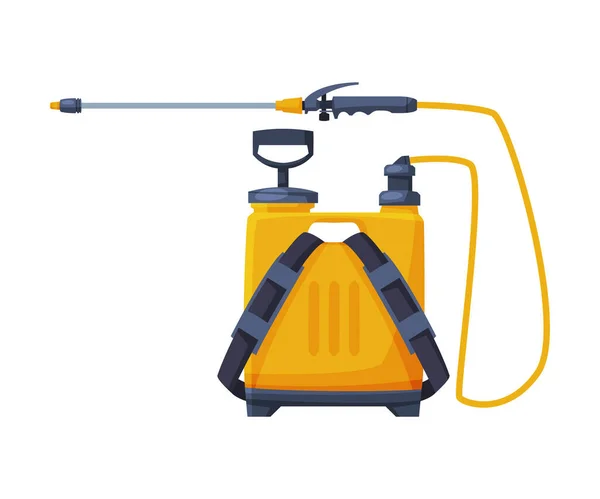 Orange Pressure Sprayer of Chemical Insecticide, Pest Control and Extermination Service Equipment Vector Illustration on White Background — Stockvector