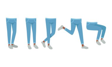 Çeşitli pozlarda insan bacakları ve ayakkabı setleri, erkek ya da kadın vücut parçaları, çizgi film stili vektör ilüstrasyonunun yaratıcısı