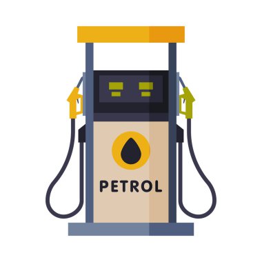 Benzin İstasyonu Pompası, Benzin ve Petrol Endüstrisi Beyaz Arkaplanda Düz Stil Vektör İllüstri
