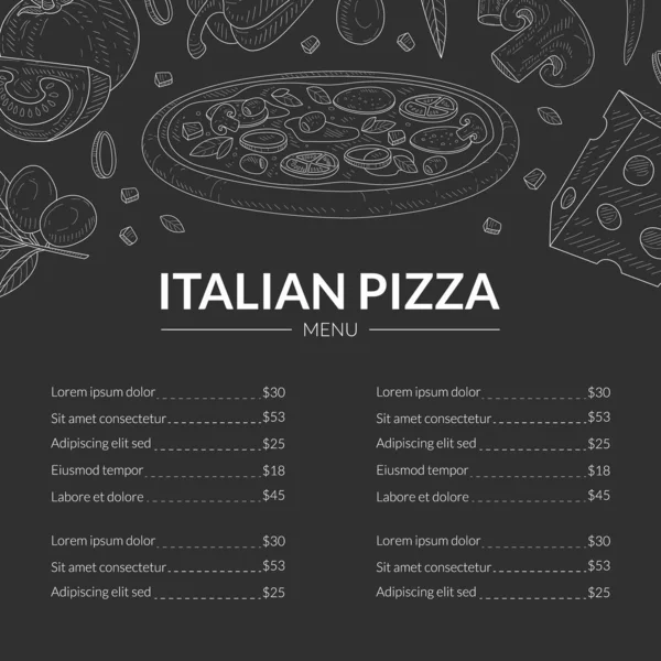Italian Pizza Menu Template, Traditional Italian Cuisine Dishes, Restaurant and Cafe Brochure Vector Illustration — Stock Vector