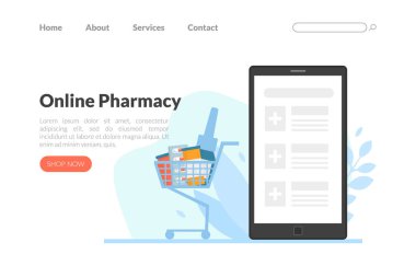 Çevrimiçi Eczane İniş Sayfası, Eczane, Eczane Web Sayfası, Mobil Uygulama, Ana Sayfa Vektör İlülasyonu