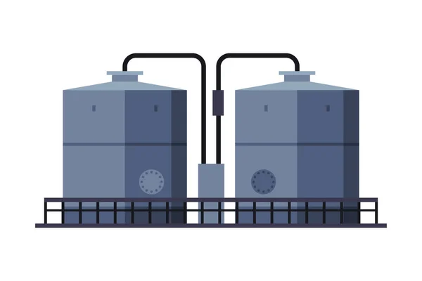 Cilindro de tanque de óleo, reservatório de armazenamento, indústria de produção de gasolina e petróleo Ilustração de vetor de estilo plano em fundo branco — Vetor de Stock