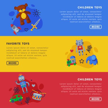 Çocuk Oyuncakları İniş Sayfası Şablonları, Çocuk Eğitimi, Geliştirme ve Eğlence, Oyuncak Dükkanı, Kulüp, Anaokulu veya Oyun Bahçesi Web Sitesi, Ana Sayfa Vektör İllüstrasyonu