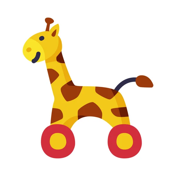 Giraffe on Wheels Baby Toy, Cute Object for Kids Development and Entertainment Cartoon Vector Illustration on White Background — Stock Vector