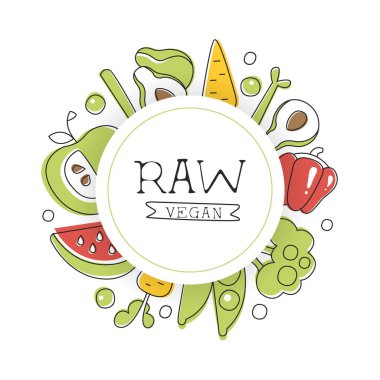 Çiğ Vegan Sancak Şablonu, Doğal Organik Sağlıklı Gıda Tasarım Elementi Organik Gıda Mağazası, Çiftlik Pazarı, Restoran veya Kafe Menü Vektör İllüstrasyonu için kullanılabilir